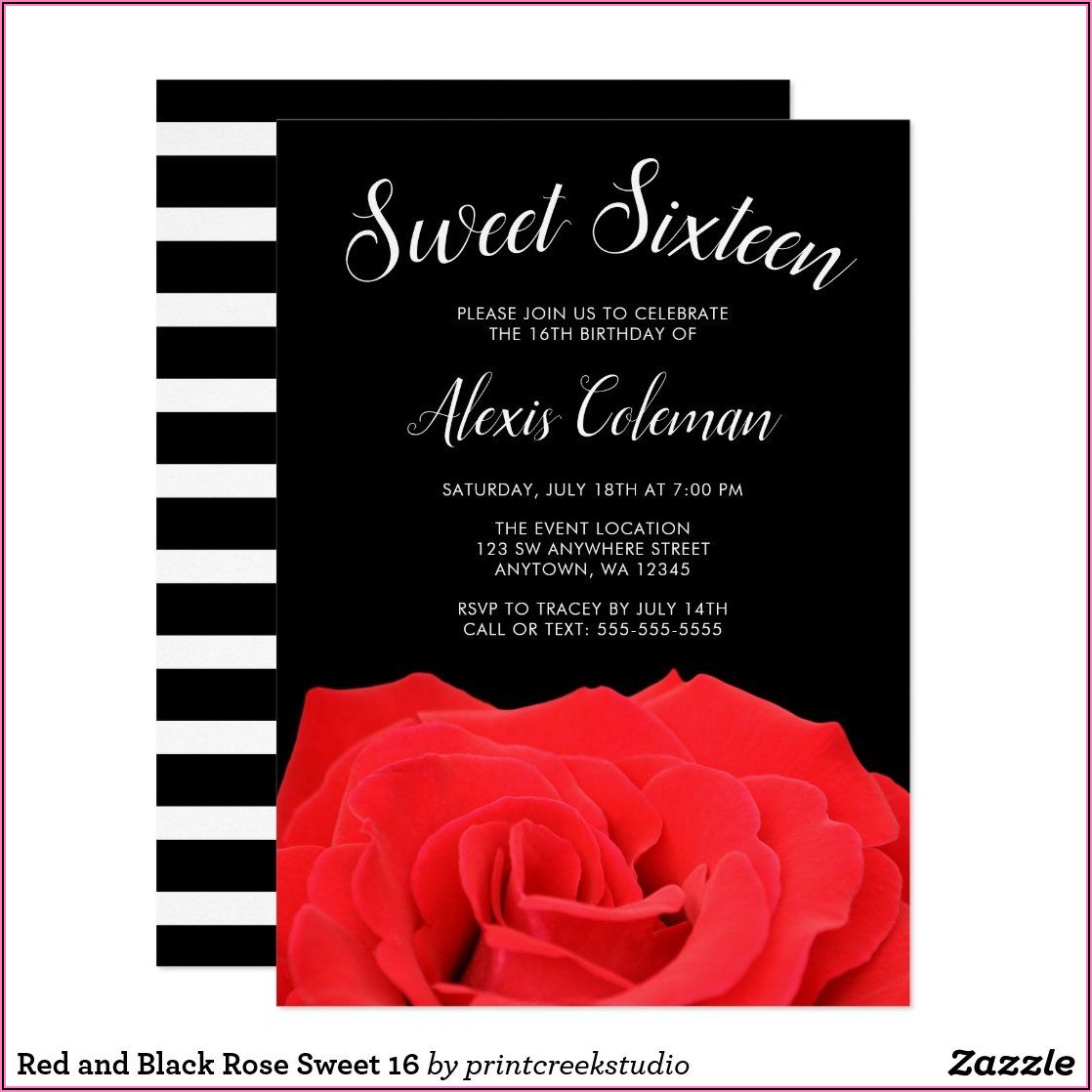 Red And Black Sweet 16 Invitations