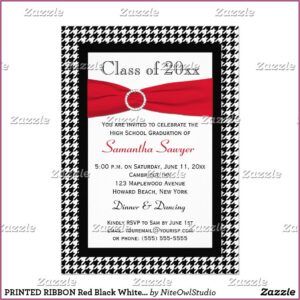 Red Black White Graduation Invitations