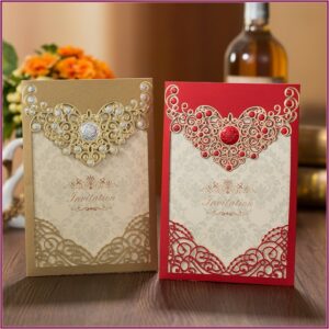 Red Laser Cut Wedding Invitations
