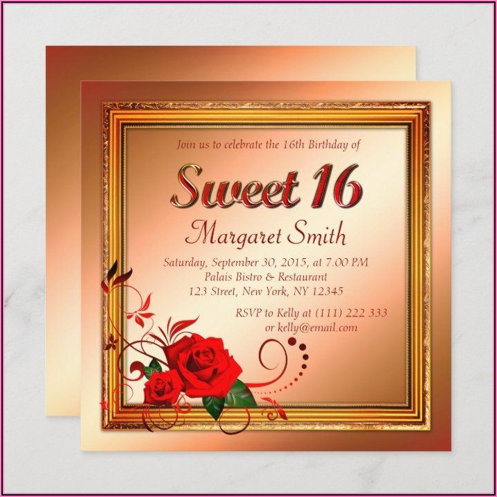 Red Rose Sweet 16 Invitations