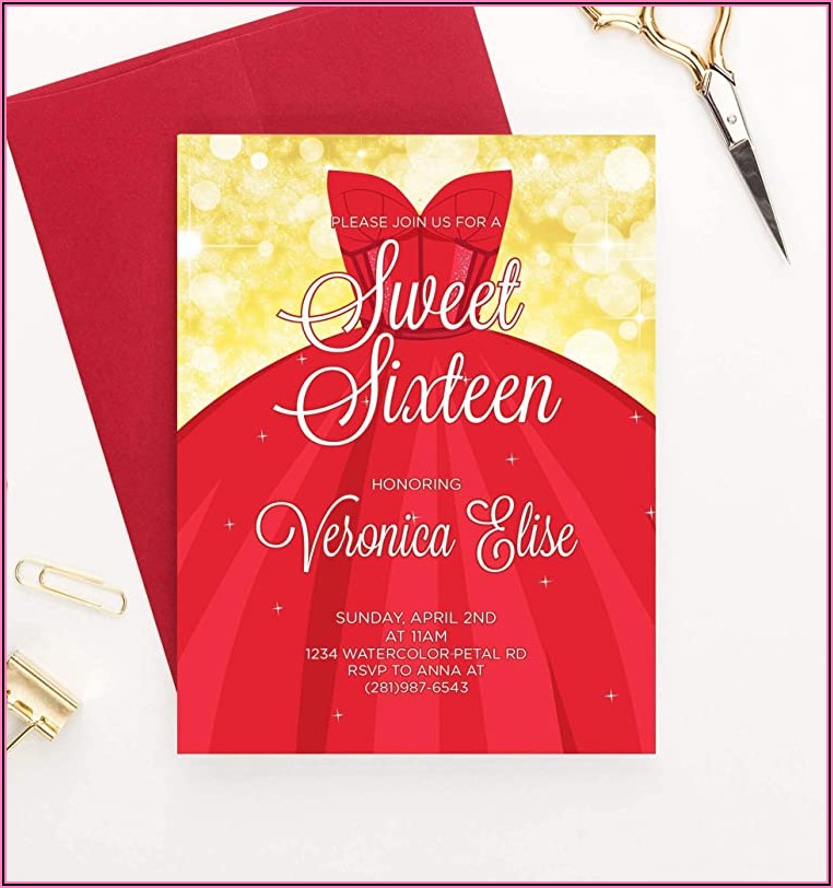 Red Sweet 16 Invitations