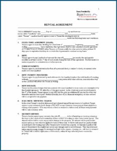 Rental Agreement Form Between Landlord And Tenant