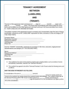 Rental Tenant Agreement Form