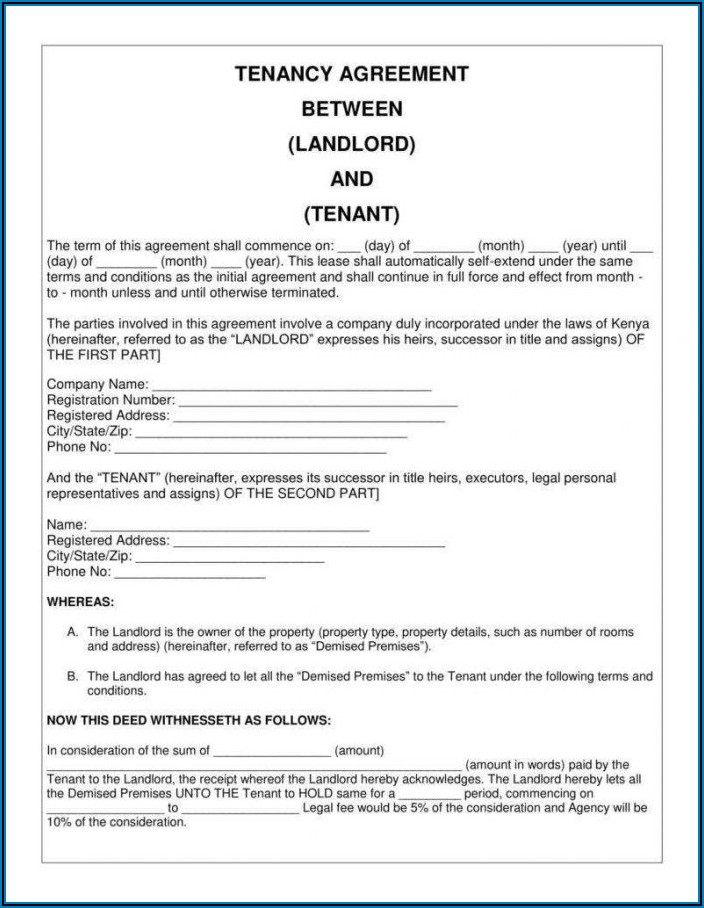 Rental Tenant Agreement Form
