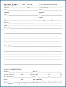 Sales Call Report Forms Free