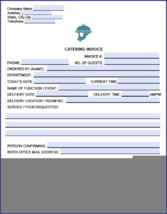 Sample Catering Order Forms Template