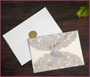 Silver Glitter Laser Cut Wedding Invitations