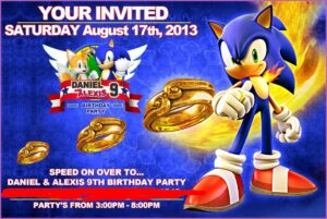 Sonic Birthday Invitations Free