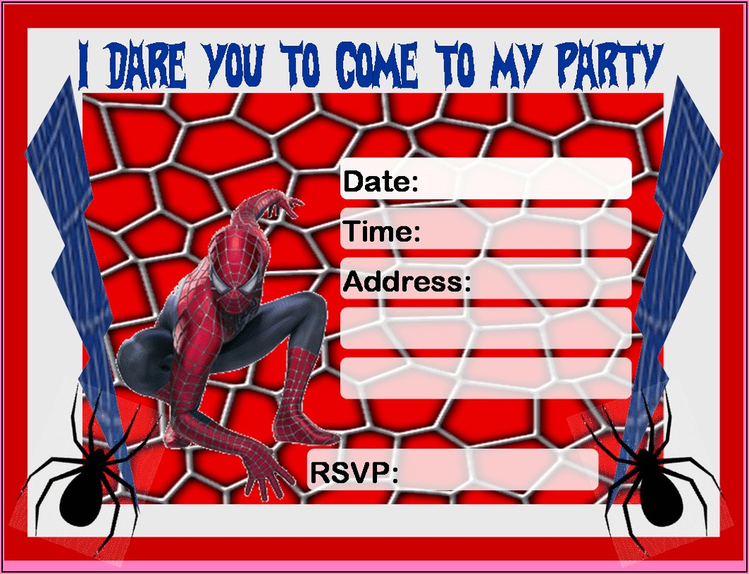 Spiderman Birthday Party Invitations Printable Free