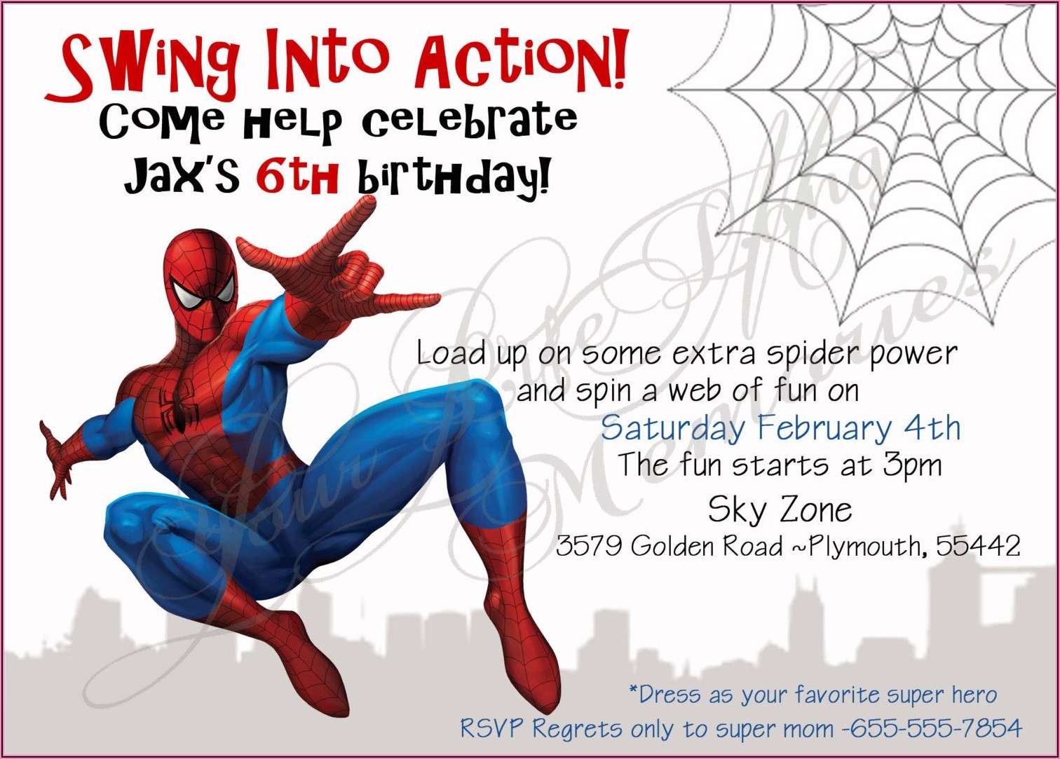 Spiderman Printable Birthday Invitation Cards
