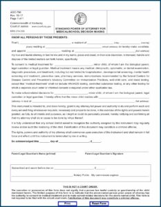Standard Power Of Attorney Form Kentucky