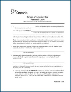 Standard Power Of Attorney Form Ontario
