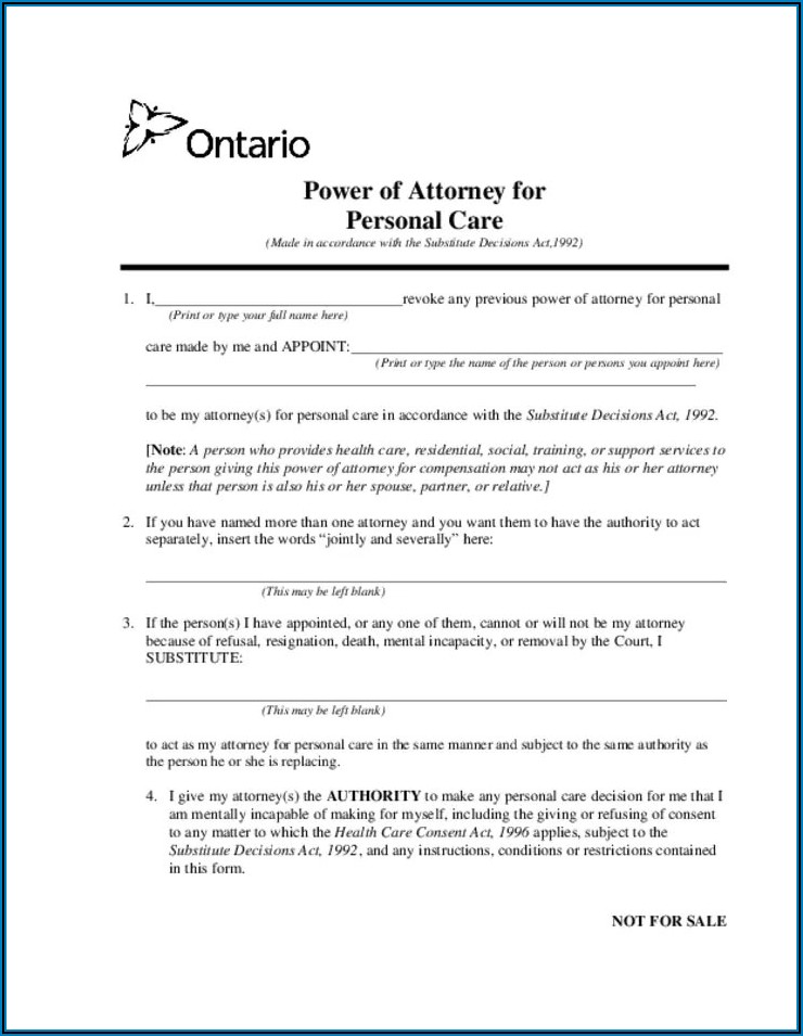 Standard Power Of Attorney Form Ontario