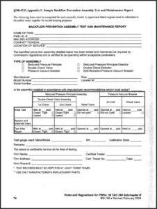 Tceq Backflow Test Report Form