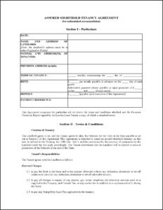 Tenancy Rental Agreement Form Uk