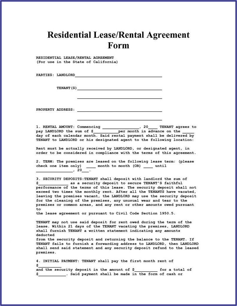 Texas Association Of Realtors Residential Lease Agreement Form