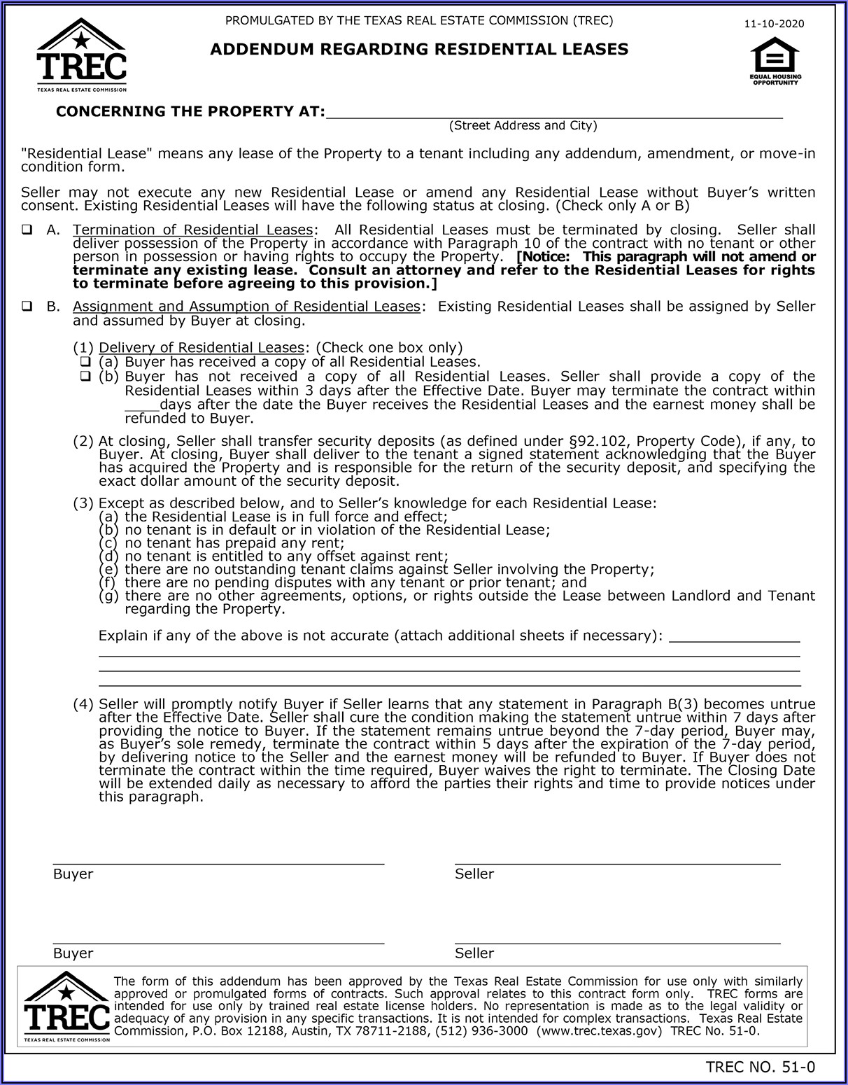 Trec Residential Lease Agreement Form