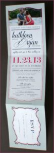 Tri Fold Wedding Invitations With Tear Off Rsvp
