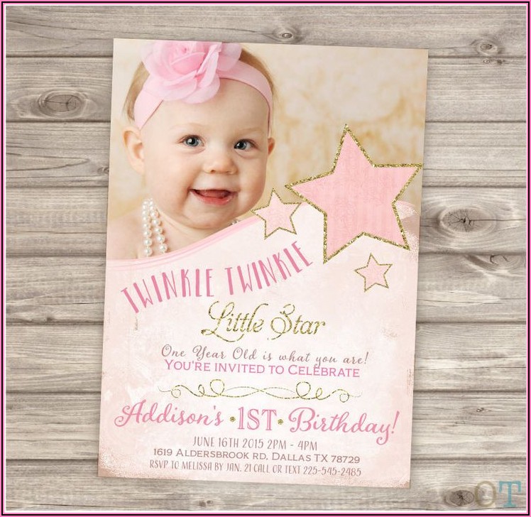Twinkle Twinkle Little Star First Birthday Invitations