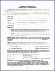 Vacation Rental Agreement Template Free