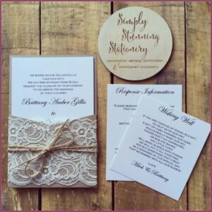 Vintage Rustic Lace Pocket Wedding Invitations