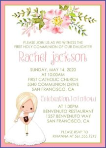 1st Communion Invitation Wording