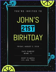 21st Birthday Invitation Card Templates Free