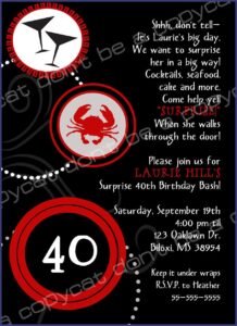 40th Birthday Invite Wording