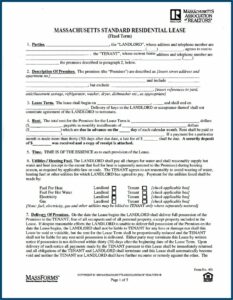 Apartment Lease Agreement Form Massachusetts