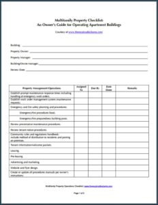 Apartment Maintenance Checklist Template