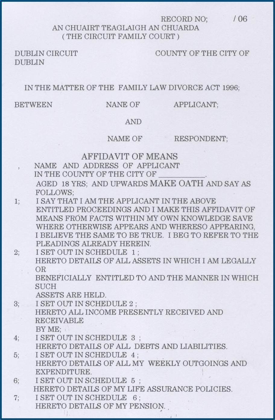Application Form For Divorce In Ireland