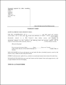 Arizona Warranty Deed Form