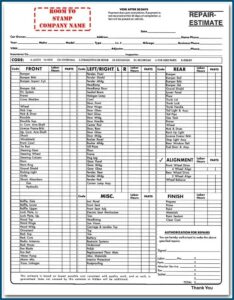 Auto Body Repair Estimate Sheets