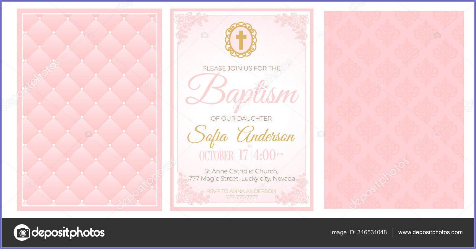 Baby Boy 1st Birthday And Baptism Combined Invitations Template