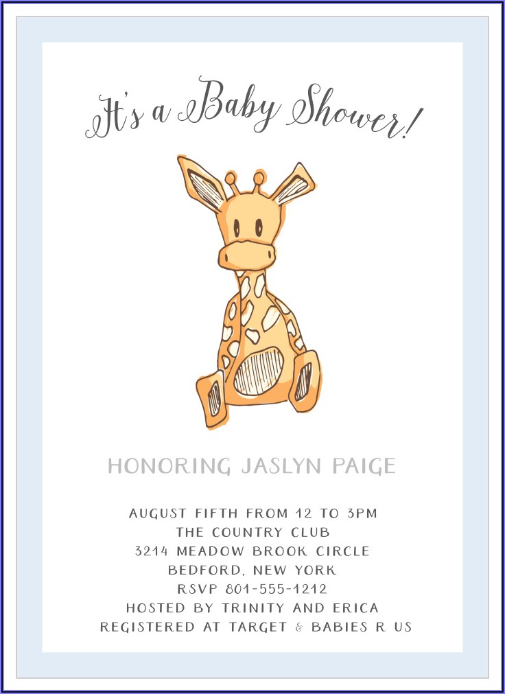 Baby Boy Giraffe Shower Invitations
