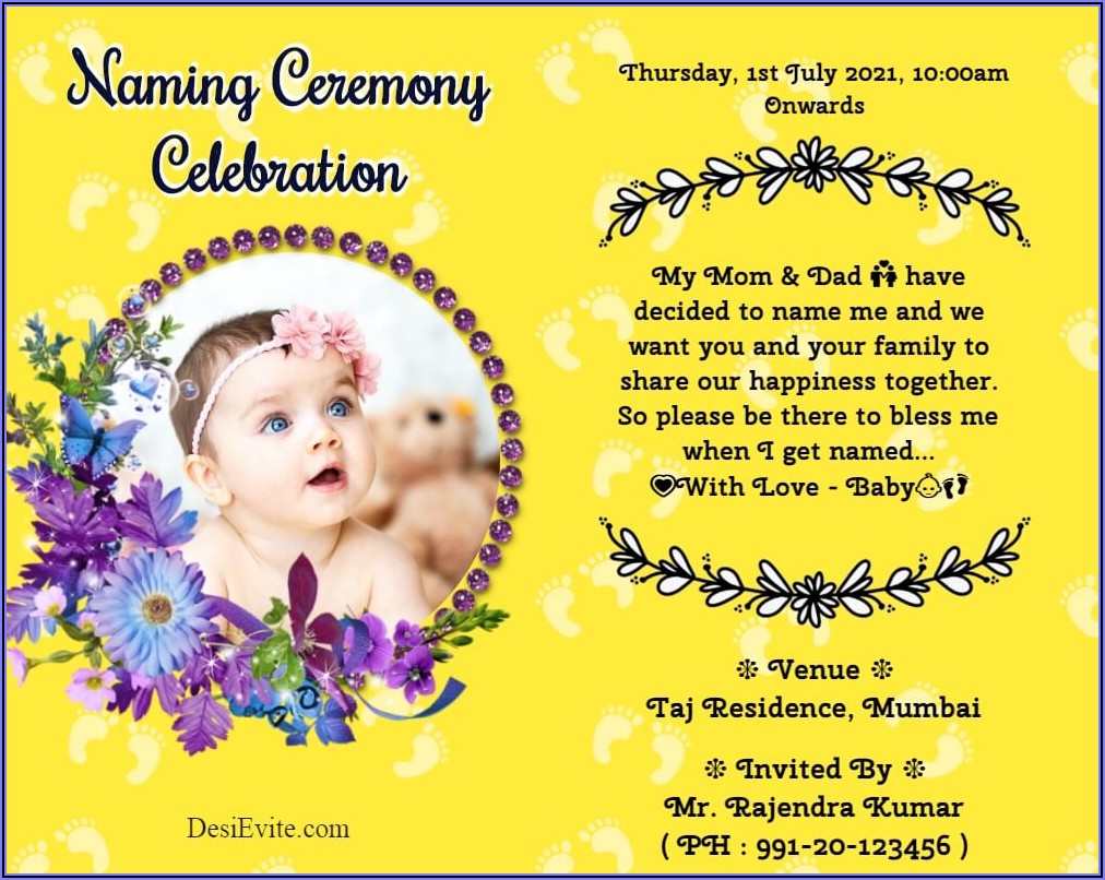 Baby Girl Naming Ceremony Invitation Quotes