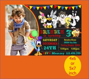 Baby Looney Tunes Birthday Invitations