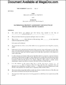 Bc Separation Agreement Forms