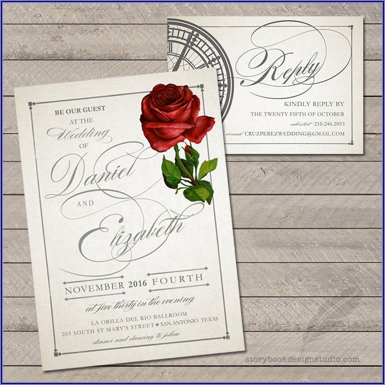 Beauty And The Beast Wedding Invitations Templates