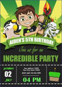 Ben 10 Birthday Invitation Template Free