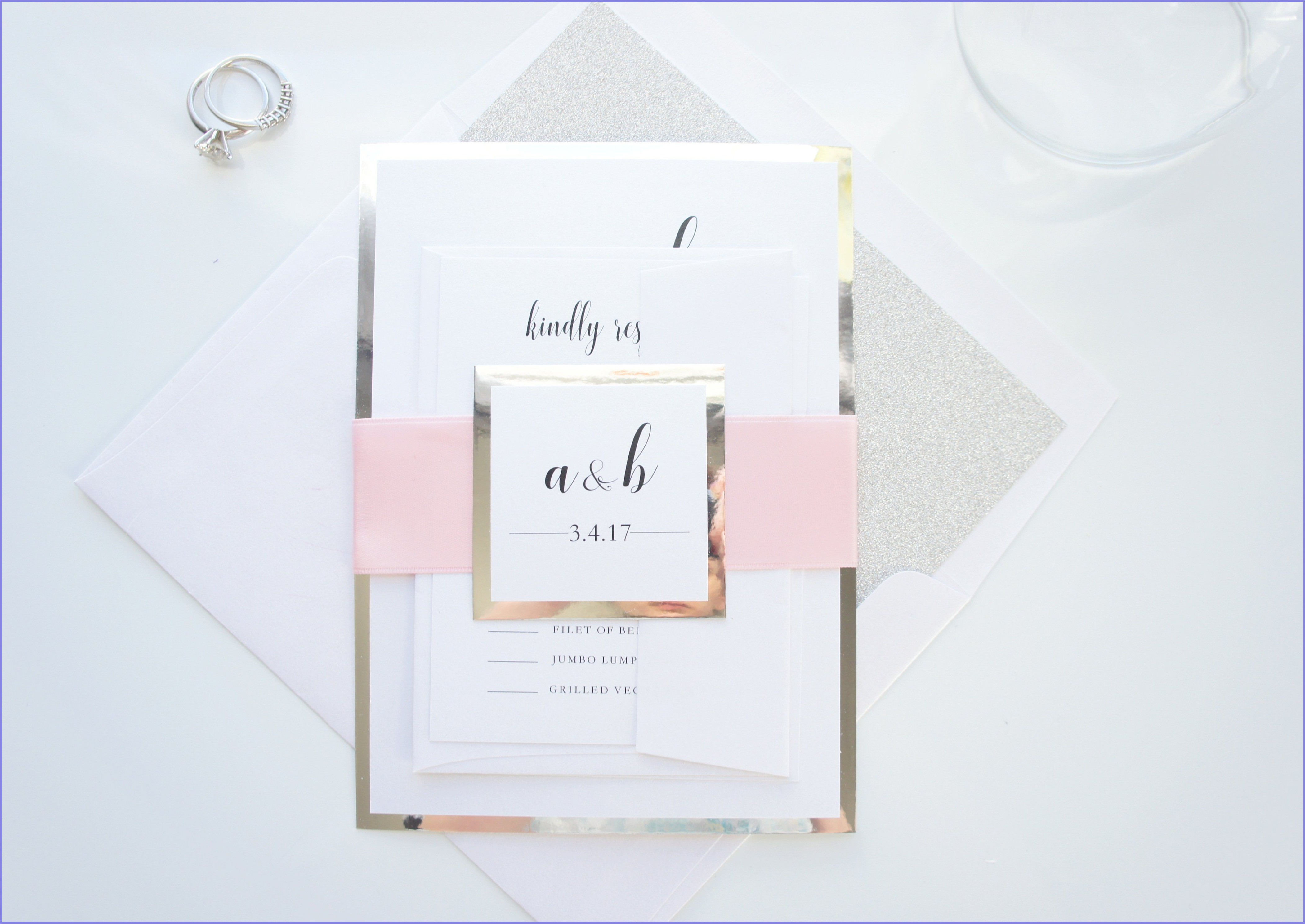 Blush Pink And Silver Wedding Invitations
