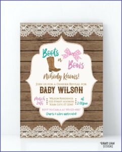 Boots Or Bows Reveal Invitation