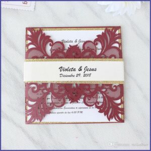 Burgundy And Gold Wedding Invitation Cards