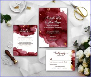 Burgundy Watercolor Wedding Invitations