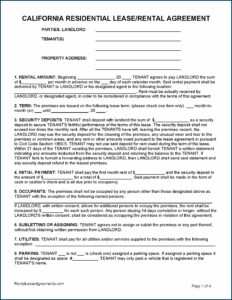California Lease Agreement Form 2020