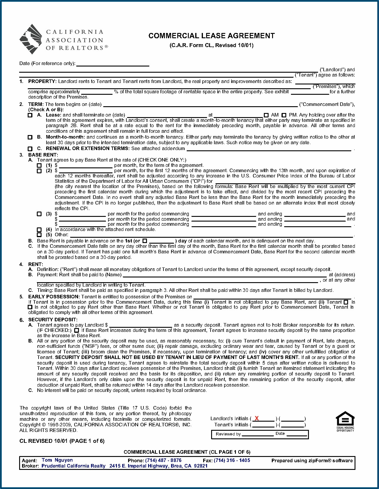 California Lease Agreement Template Word