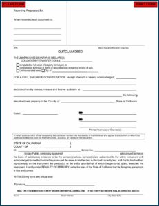 California Quitclaim Deed Form