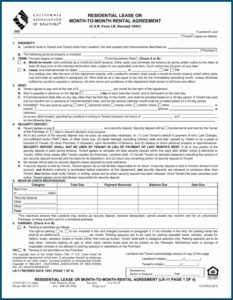 California Realtor Lease Agreement Form