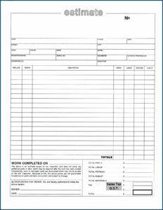 Car Body Repair Estimate Forms