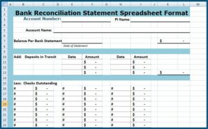 Checking Account Reconciliation Form Excel